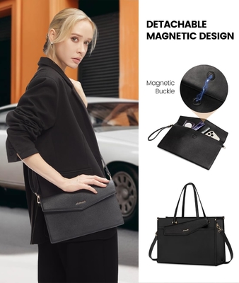 Lovevook sac portable pour femmes, 15,6 pouces sac portable sac à main 2 en 1 sac de travail professionnel portefeuille d'affaires avec embrayage