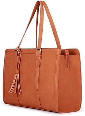 Pour les femmes 15,6 pouces sac à dos de travail PU cuir portefeuille d'ordinateur pour bureau d'affaires avec 3 compartiments de couches