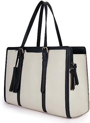 Pour les femmes 15,6 pouces sac à dos de travail PU cuir portefeuille d'ordinateur pour bureau d'affaires avec 3 compartiments de couches