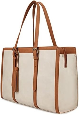 Pour les femmes 15,6 pouces sac à dos de travail PU cuir portefeuille d'ordinateur pour bureau d'affaires avec 3 compartiments de couches