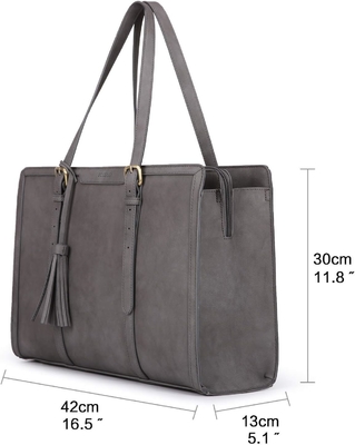 Pour les femmes 15,6 pouces sac à dos de travail PU cuir portefeuille d'ordinateur pour bureau d'affaires avec 3 compartiments de couches