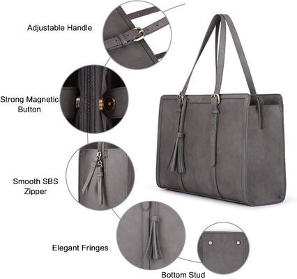 Pour les femmes 15,6 pouces sac à dos de travail PU cuir portefeuille d'ordinateur pour bureau d'affaires avec 3 compartiments de couches