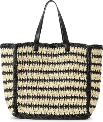 Herald Grand sac à main de paille fait à la main TOTE pour femmes, été plage tissage chic épaule tissé sac à main pour les voyages