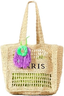 Sac à main de plage Herald Straw Mesh pour femmes, gros sac à main d'été léger pliable sac à main tissé pour les voyages