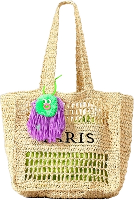 Sac à main de plage Herald Straw Mesh pour femmes, gros sac à main d'été léger pliable sac à main tissé pour les voyages