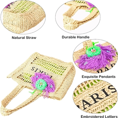 Sac à main de plage Herald Straw Mesh pour femmes, gros sac à main d'été léger pliable sac à main tissé pour les voyages