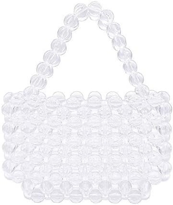 Miuco Sac à perles pour femmes Sac à main en acrylique transparent fait à la main