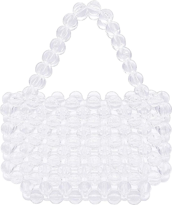Miuco Sac à perles pour femmes Sac à main en acrylique transparent fait à la main