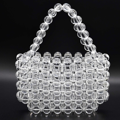 Miuco Sac à perles pour femmes Sac à main en acrylique transparent fait à la main