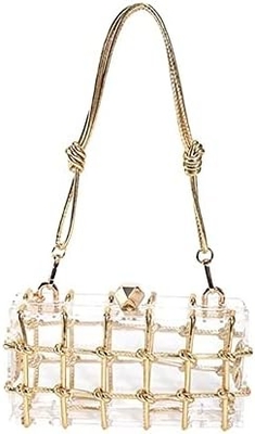 Sac en acrylique clair Rhinestone Acrylique d'embrayage de cristal Sac de soirée pour les femmes Glitter sac à main pour la fête de mariage cocktail