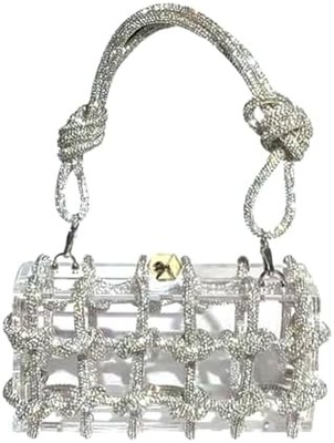 Sac en acrylique clair Rhinestone Acrylique d'embrayage de cristal Sac de soirée pour les femmes Glitter sac à main pour la fête de mariage cocktail