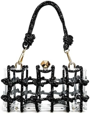 Sac en acrylique clair Rhinestone Acrylique d'embrayage de cristal Sac de soirée pour les femmes Glitter sac à main pour la fête de mariage cocktail