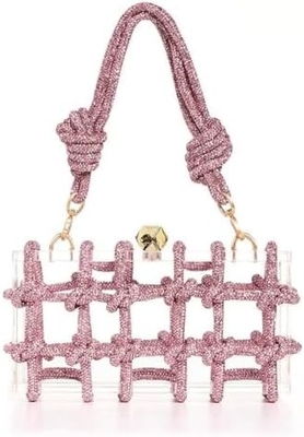 Sac en acrylique clair Rhinestone Acrylique d'embrayage de cristal Sac de soirée pour les femmes Glitter sac à main pour la fête de mariage cocktail