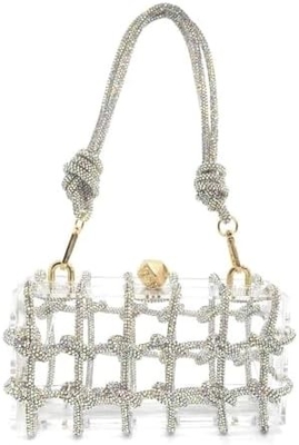 Sac en acrylique clair Rhinestone Acrylique d'embrayage de cristal Sac de soirée pour les femmes Glitter sac à main pour la fête de mariage cocktail