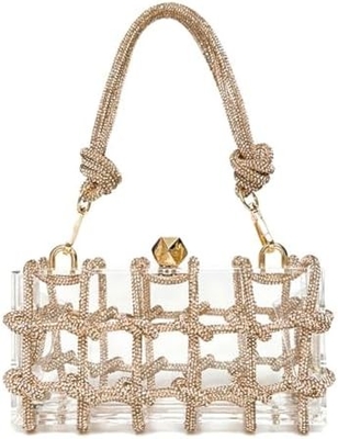 Sac en acrylique clair Rhinestone Acrylique d'embrayage de cristal Sac de soirée pour les femmes Glitter sac à main pour la fête de mariage cocktail