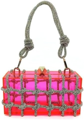 Sac en acrylique clair Rhinestone Acrylique d'embrayage de cristal Sac de soirée pour les femmes Glitter sac à main pour la fête de mariage cocktail