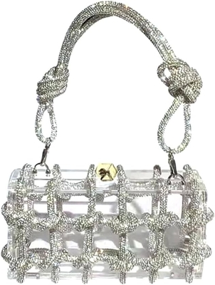 Sac en acrylique clair Rhinestone Acrylique d'embrayage de cristal Sac de soirée pour les femmes Glitter sac à main pour la fête de mariage cocktail
