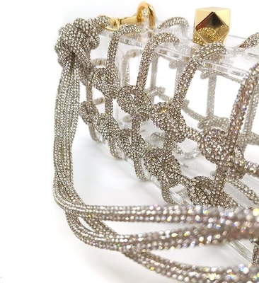 Sac en acrylique clair Rhinestone Acrylique d'embrayage de cristal Sac de soirée pour les femmes Glitter sac à main pour la fête de mariage cocktail