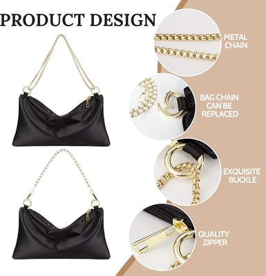 Sac de soirée en satin sac à main sac à main pour femmes sac d'épaule de mariage avec 2 chaînes pour cocktail formal