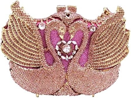 Boutique de FGG FEMMES SWAN CLUTCH CHRISTAL soirée sacs mariage soirée dîner dames rhinestone mineur sac à main