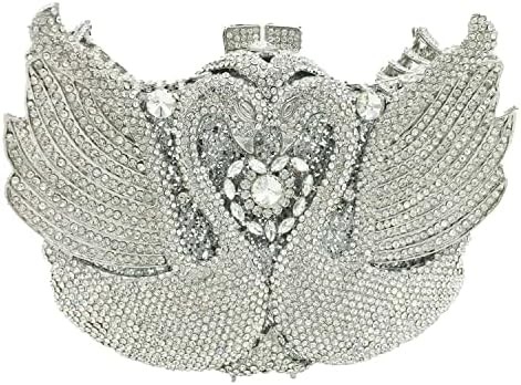 Boutique de FGG FEMMES SWAN CLUTCH CHRISTAL soirée sacs mariage soirée dîner dames rhinestone mineur sac à main