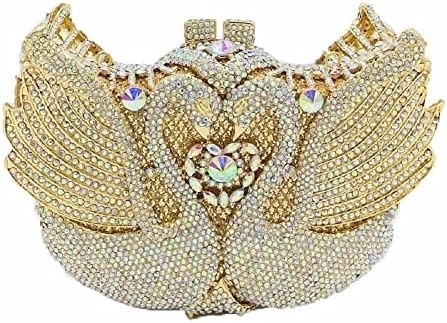 Boutique de FGG FEMMES SWAN CLUTCH CHRISTAL soirée sacs mariage soirée dîner dames rhinestone mineur sac à main