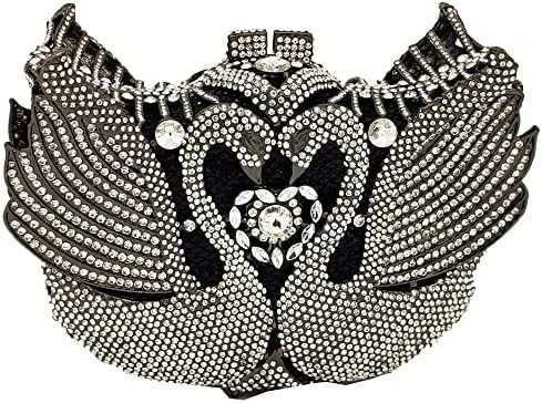 Boutique de FGG FEMMES SWAN CLUTCH CHRISTAL soirée sacs mariage soirée dîner dames rhinestone mineur sac à main
