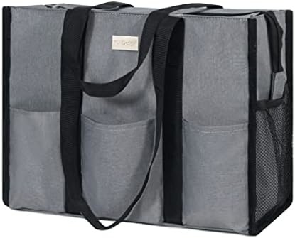 TOPDESIGN UTILITY TOTE BAG résistant à l'eau avec 13 poches extérieures et intérieures, fermeture de fermeture à glissière supérieure et support de fond épais