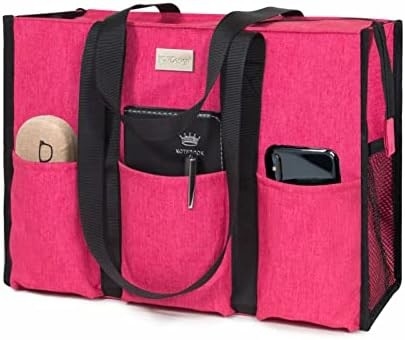 TOPDESIGN UTILITY TOTE BAG résistant à l'eau avec 13 poches extérieures et intérieures, fermeture de fermeture à glissière supérieure et support de fond épais