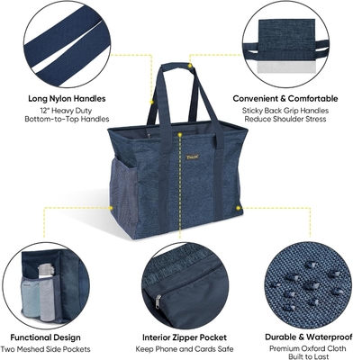 Sacs à main de baleine extrêmement grands avec cadre en fil de fer pour le stockage (bleu, 16,5'X14'X10')