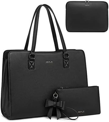 KEYLI 4PC SETS LAPTOP BAG pour femmes Large en cuir portable étui avec port de charge USB ordinateur épaule sacs à dos PU