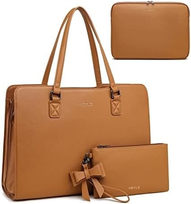 KEYLI 4PC SETS LAPTOP BAG pour femmes Large en cuir portable étui avec port de charge USB ordinateur épaule sacs à dos PU