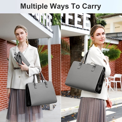 KEYLI 4PC SETS LAPTOP BAG pour femmes Large en cuir portable étui avec port de charge USB ordinateur épaule sacs à dos PU