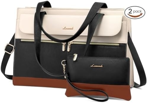 Lovevook LAPTOP BAG pour femmes 15.6 pouces LAPTOP TOTE BAG de travail en cuir professionnel