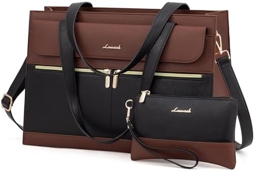Lovevook LAPTOP BAG pour femmes 15.6 pouces LAPTOP TOTE BAG de travail en cuir professionnel