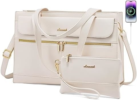 Lovevook LAPTOP BAG pour femmes 15.6 pouces LAPTOP TOTE BAG de travail en cuir professionnel