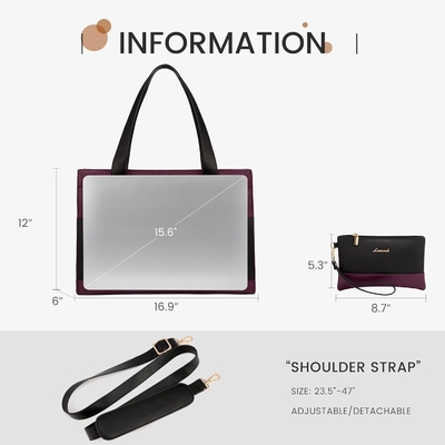 Lovevook LAPTOP BAG pour femmes 15.6 pouces LAPTOP TOTE BAG de travail en cuir professionnel