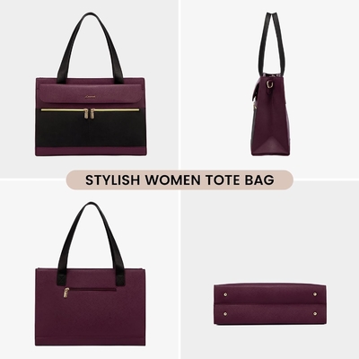 Lovevook LAPTOP BAG pour femmes 15.6 pouces LAPTOP TOTE BAG de travail en cuir professionnel