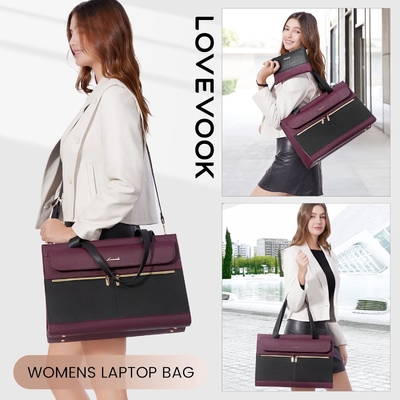 Lovevook LAPTOP BAG pour femmes 15.6 pouces LAPTOP TOTE BAG de travail en cuir professionnel