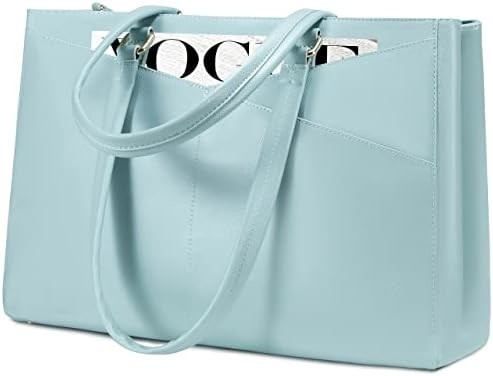 Laptop sac à main pour femmes 15,6 pouces en cuir étanche sacs d'ordinateur affaires bureau travail briefcase noir