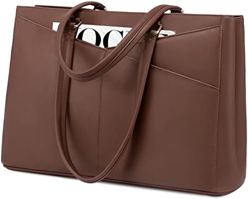 Laptop sac à main pour femmes 15,6 pouces en cuir étanche sacs d'ordinateur affaires bureau travail briefcase noir