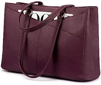 Laptop sac à main pour femmes 15,6 pouces en cuir étanche sacs d'ordinateur affaires bureau travail briefcase noir