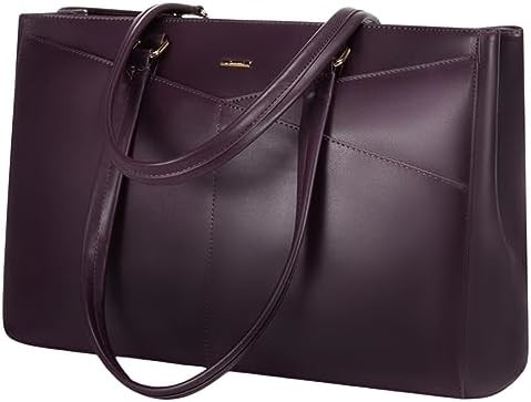 Laptop sac à main pour femmes 15,6 pouces en cuir étanche sacs d'ordinateur affaires bureau travail briefcase noir