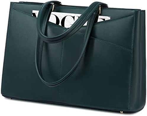 Laptop sac à main pour femmes 15,6 pouces en cuir étanche sacs d'ordinateur affaires bureau travail briefcase noir