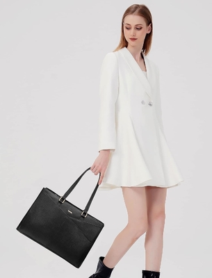 Laptop sac à main pour femmes 15,6 pouces en cuir étanche sacs d'ordinateur affaires bureau travail briefcase noir