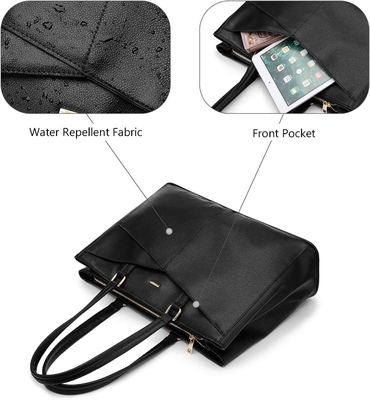 Laptop sac à main pour femmes 15,6 pouces en cuir étanche sacs d'ordinateur affaires bureau travail briefcase noir