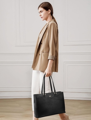 Laptop sac à main pour femmes 15,6 pouces en cuir étanche sacs d'ordinateur affaires bureau travail briefcase noir