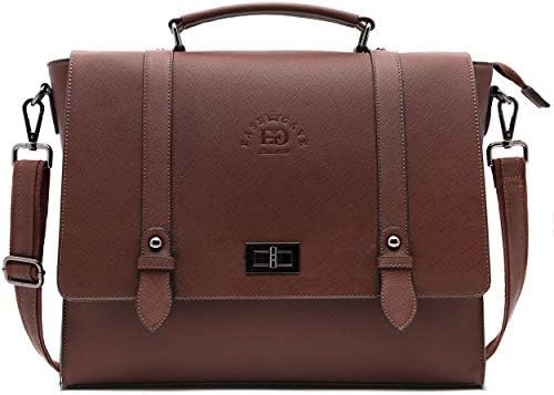 Un portefeuille de 17 pouces pour ordinateur portable pour femme, pourpre vintage Saffiano en cuir écologique, multi-compartiment, capacité de poids de 3 livres