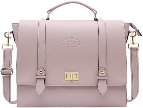Un portefeuille de 17 pouces pour ordinateur portable pour femme, pourpre vintage Saffiano en cuir écologique, multi-compartiment, capacité de poids de 3 livres
