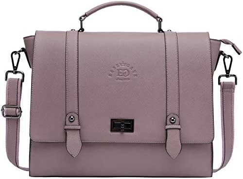 Un portefeuille de 17 pouces pour ordinateur portable pour femme, pourpre vintage Saffiano en cuir écologique, multi-compartiment, capacité de poids de 3 livres